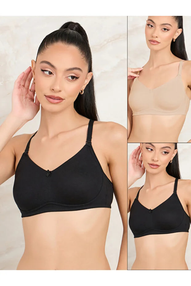 Styli Pack of 2- Non Wired Non Padded Cotton Full Cup Bra