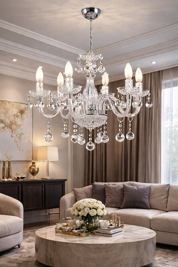 Istanbul Chandelier  Almira 6-Piece Transparent Glass Arm Lighting