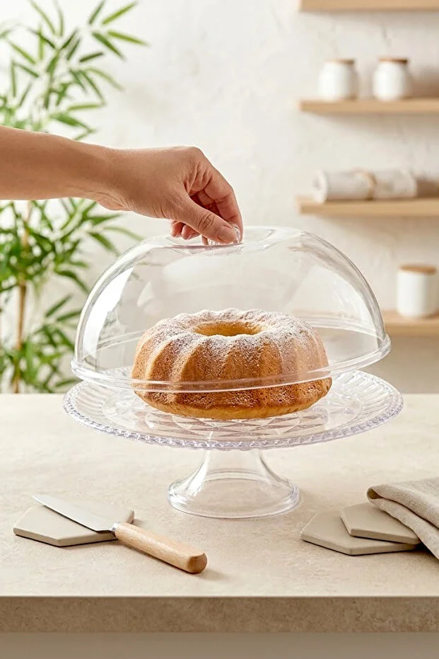 Kitchen Life Multi-Purpose Cake and Pastry Storage Container with Round Lid and Stand