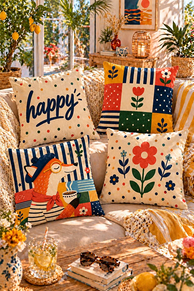 SasoHome Bohemian Style Colorful Decorative Throw Pillow Covers Set of 4 Digital Printed Living Room Sofa Pillow Covers