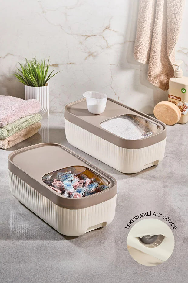Kitchen Life 2-Piece Wheeled Sliding Lid Food Storage Container for Grains and Legumes, 7.5 Liters
