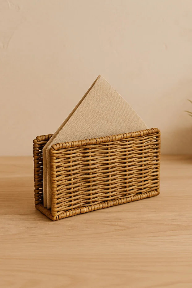 Kitchen Life Rattan Rectangular Wicker Napkin Holder