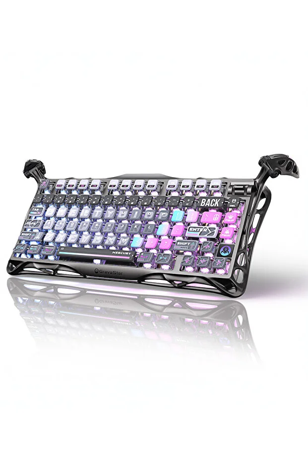 Gravastar Mercury K1 Pro Rgb Wireless Mechanical Gaming Keyboard with Aluminum Frame, English Q, Speci