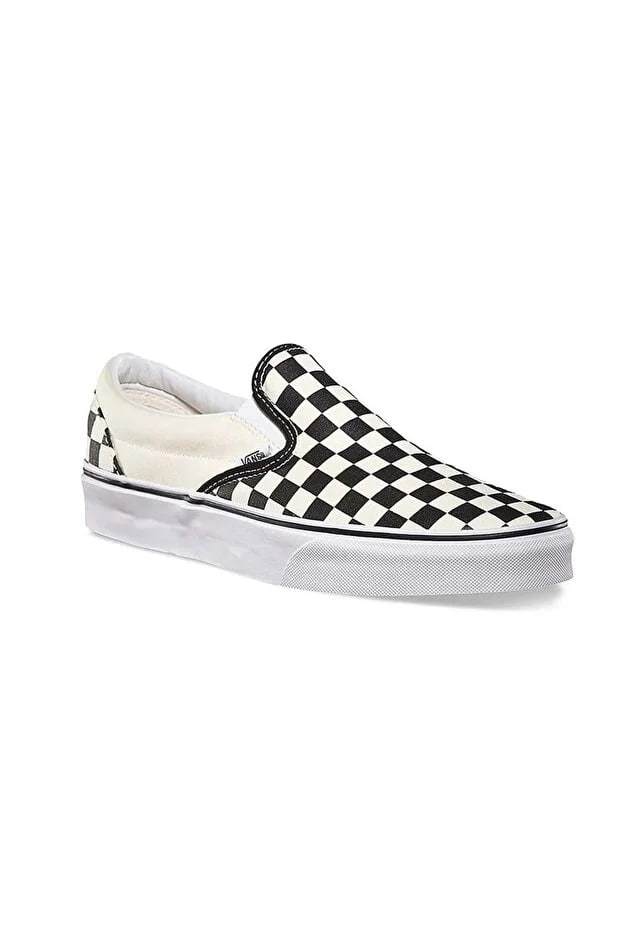 Vans Classic Slip-On Sneaker with Checkerboard Pattern in Black and Beige, Unisex