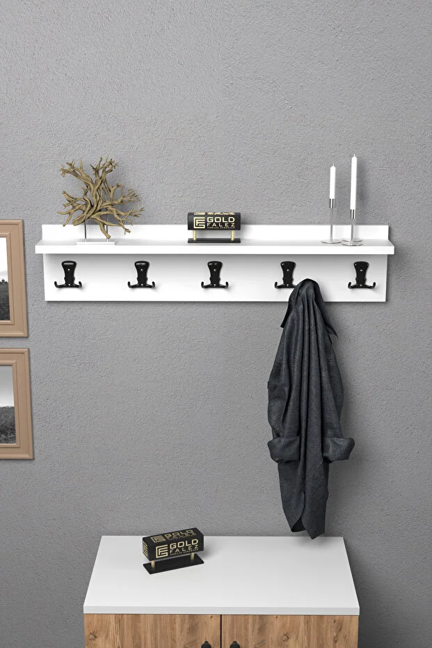 GOLDFALEZ Hanger Wall Clothes Hanger Coat Rack 80 cm White Plain