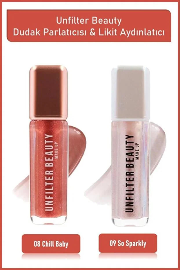 Watsons Unfilter Beauty Lipgloss 08 Chill Baby+ Liquid Highlighter 09 So Sparkly
