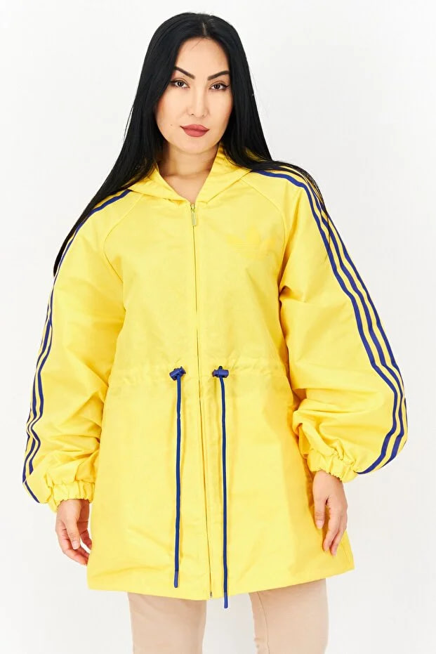 Adidas Women Sportswear Fit Long Sleeve Monogram Windbreaker Jacket, Yellow