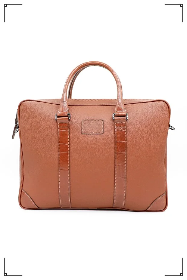 Derimo Leather Genuine Leather Briefcase and Laptop Bag Taba Floter