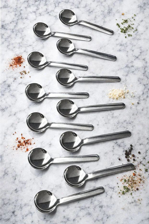 Kitchen Life Set of 12 Stainless Steel Spice Spoons, Coffee and Sugar Spoons 8 cm