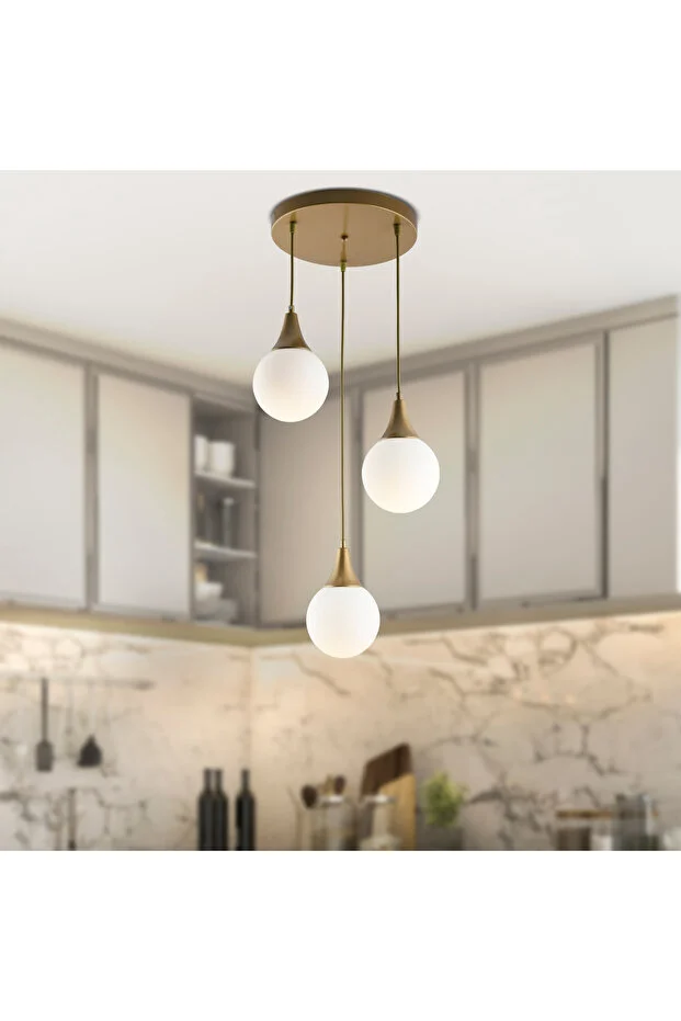 Apliqa  Damla 3-Piece Round Antique Modern Pendant Lamp for Kitchen, Living Room, and Lounge