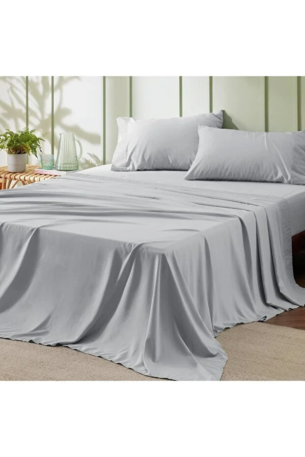 ALE HOME Flat Sheets Single-Double Size and King Size Sheets Gray(3 Different Sizes - 11 Different Colors and Patterns)