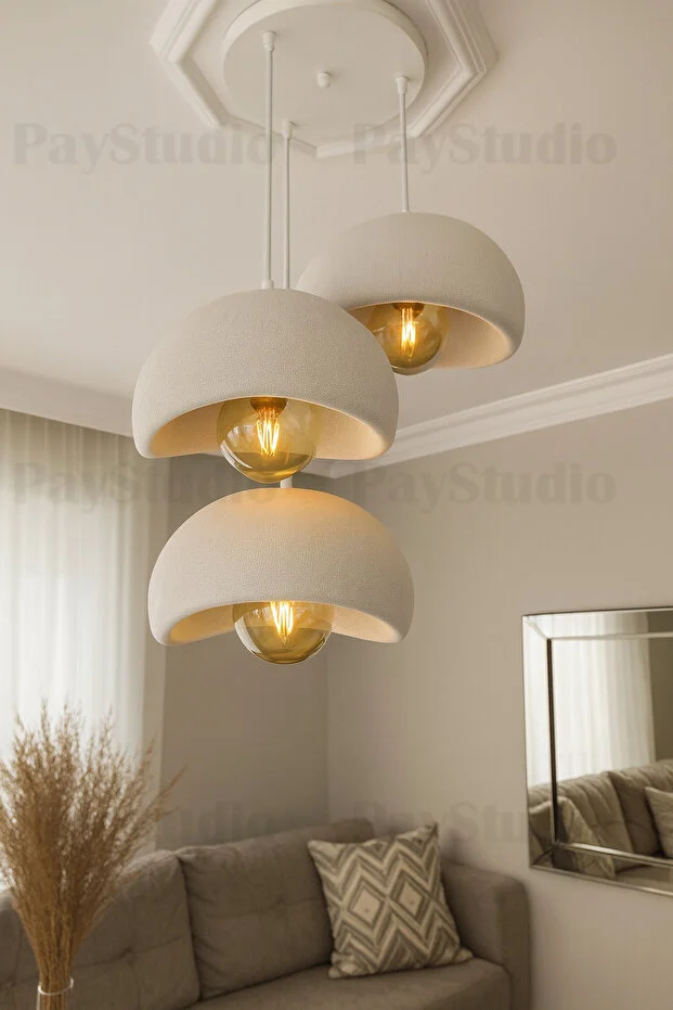 PayStudio  Concrete Look 3-Light Pendant Chandelier Bohemian Modern Rustic (Rustic Bulb Included.)