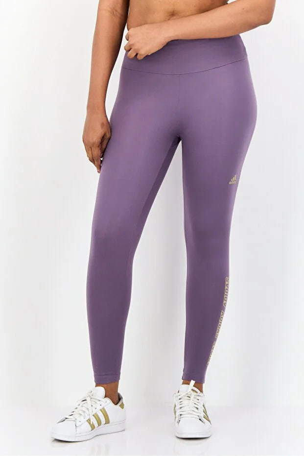 Adidas  Women Sportswear Fit Brand Logo Yoga Leggings, Purple