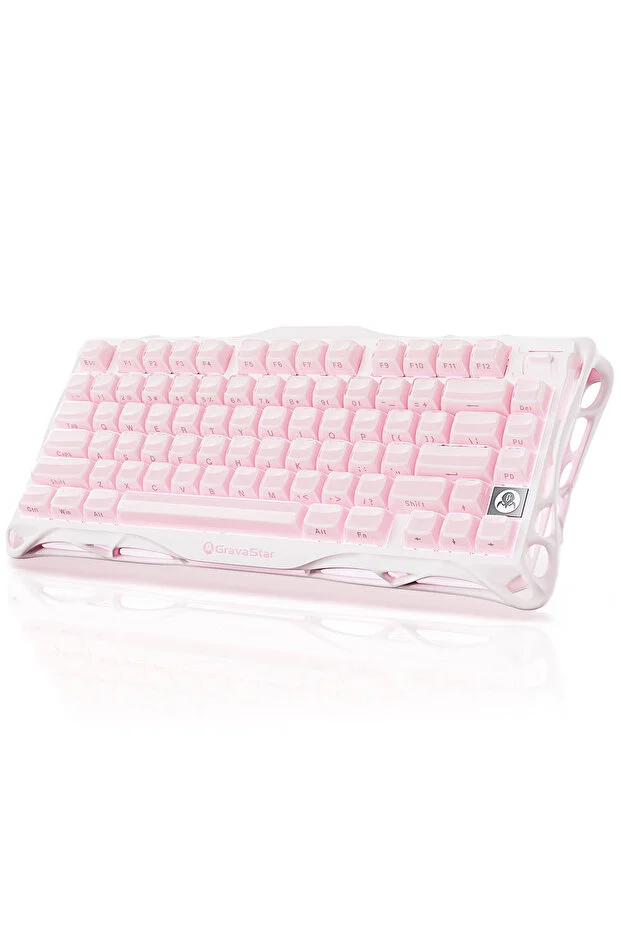 Gravastar Mercury K1 Rgb Wireless Mechanical Gaming Keyboard, English Q, Sakura Pink