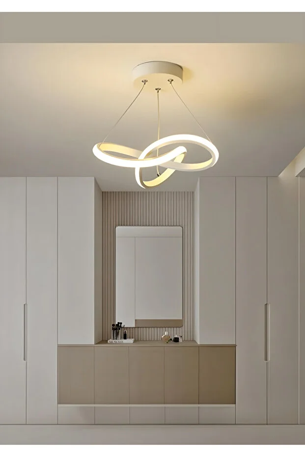 Dekorluna  Modern Bolivia Single White Pendant LED Chandelier with White Power LED for Living Room, Kitchen