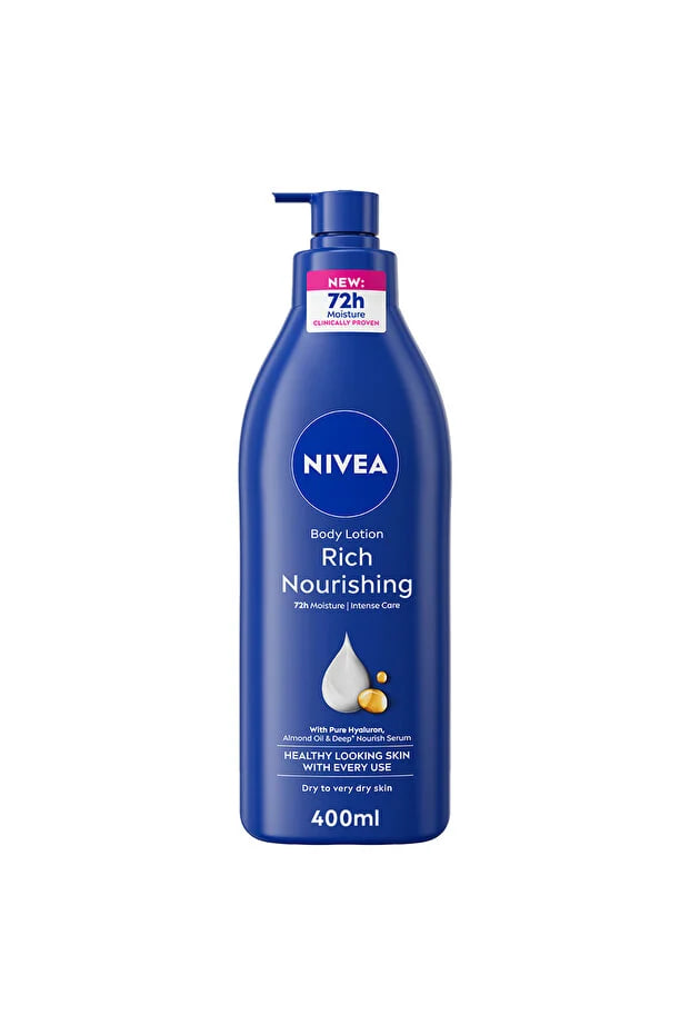 NIVEA Body Lotion for Dry to Very Dry Skin, Rich Nourishing, 5in1 Care, 72H Intense Moisture, 400ml