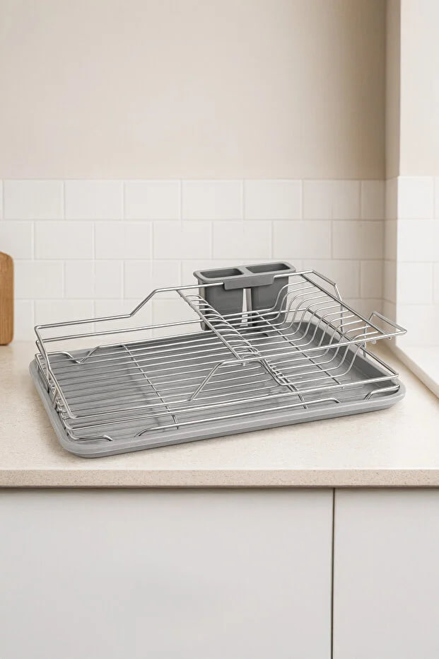 Kitchen Life Single-Tier Dish Rack Cup Plate and Cutlery Drying Rack Dish Rack Organizer