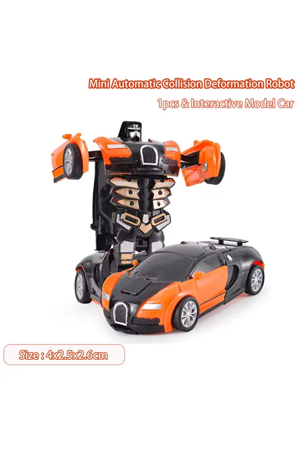 Choice Orange One Click Automatic Collision Deformation Robot Boy Gift Dual Form Toy Car Father Son Interac