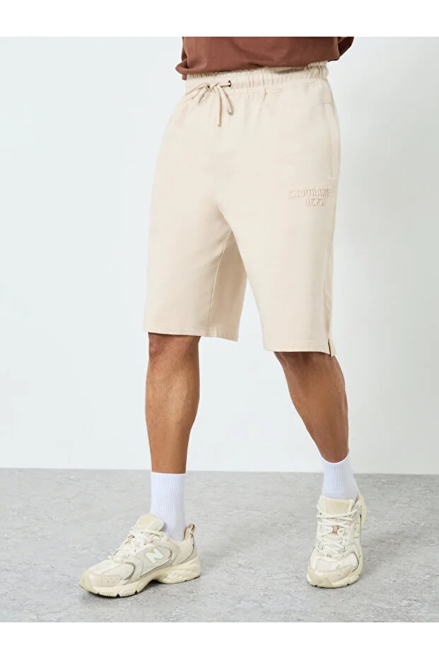 Styli Men Beige Athleisure Training Terry Shorts