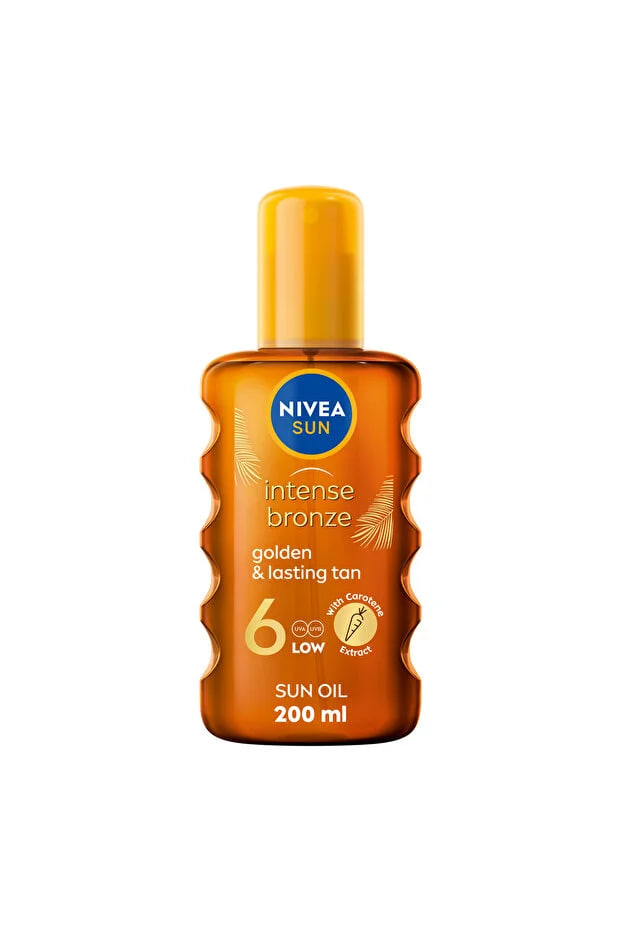 NIVEA SUN Carotene Tanning Oil Spray SPF 6 with Vitamin E & Jojoba Oil, Hydrating Golden Tan, 200ml
