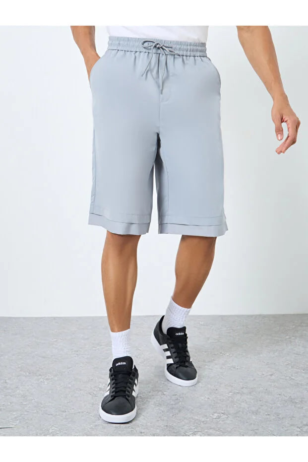 Styli Men Grey Oversized Solid Shorts with Drawstring