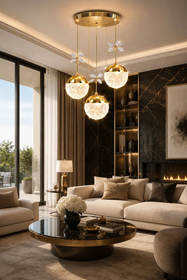 Luna Lighting  Grate Model Gold Plated 3 Colors Living Room Kitchen Sitting Room LED Sport Modern Pendant Chandelier