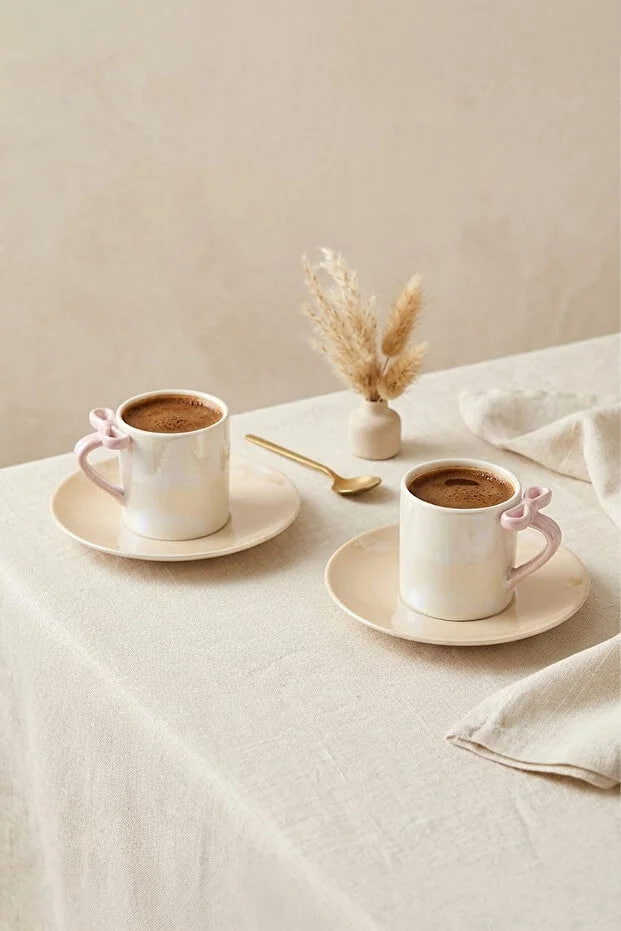Kitchen Life Fiyonk 4 Piece 2-Person Porcelain Coffee Cup Set 100 ml