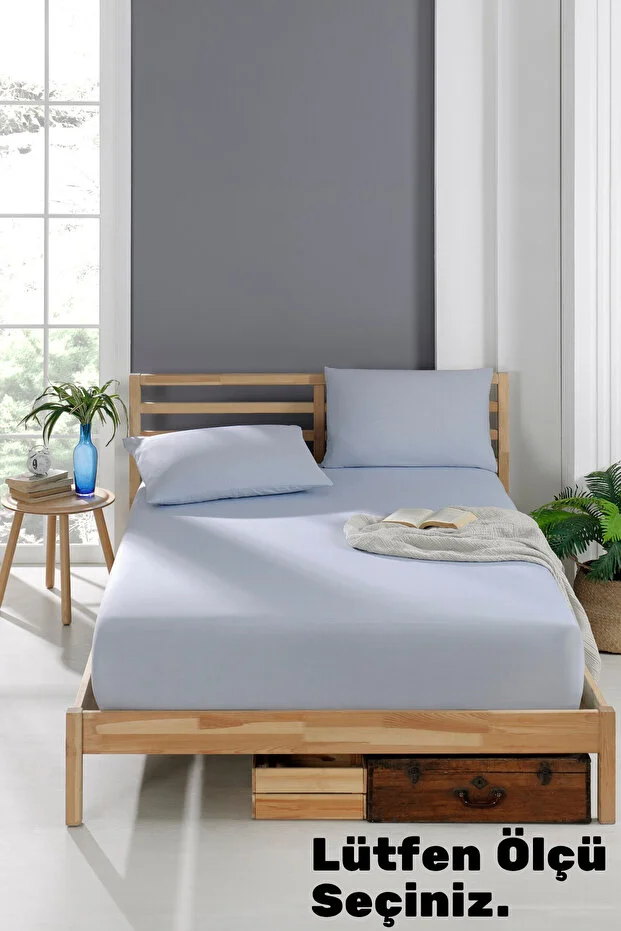 Valezium Akfil Fabric Elastic Fitted Pillowed Sheet Set BLUE