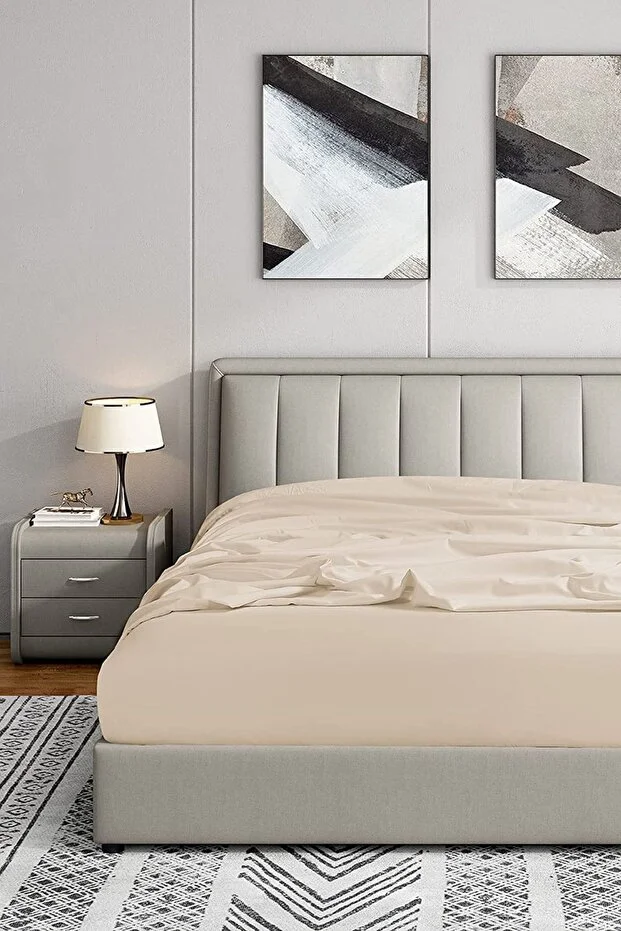 Soley |   Jersey |   100% Cotton Single/Double Fitted Sheet Beige
