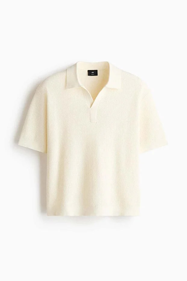 H&M Regular Fit Cable-knit polo shirt