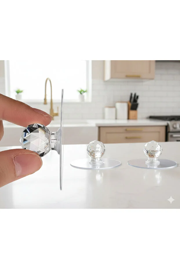 Raakmadezanmir 1 Piece Multi-Purpose Crystal Knob Self-Adhesive Drawer Handle Adhesive (1 Piece)
