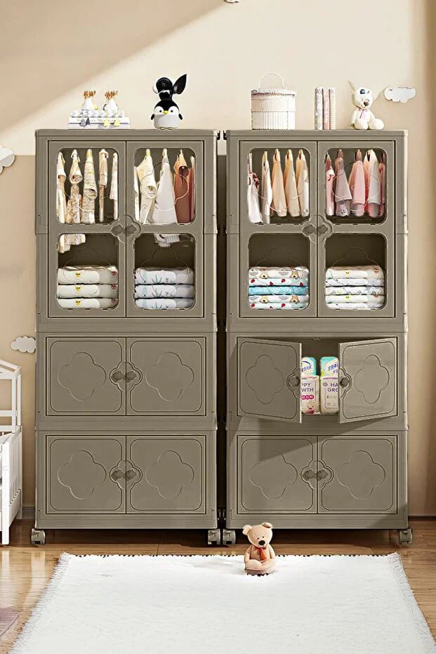 Kitchen Life 3 Tier Closet Multi-Purpose Wardrobe with Wheels - Portable Rolling Organizer