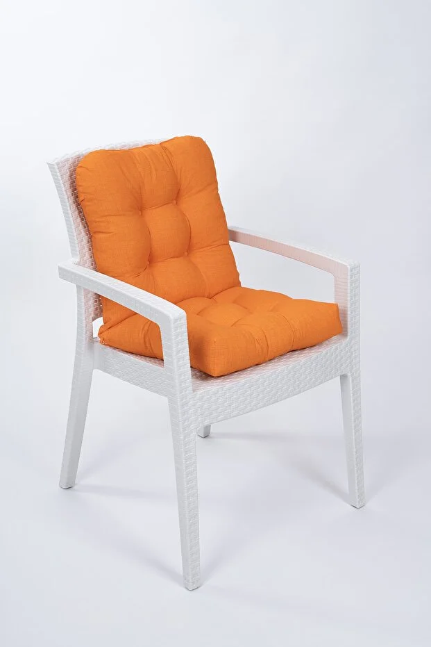 ALTINPAMUK Candy Pofidik Orange Chair Cushion with Backrest and Special Stitched Laces 43X88 cm